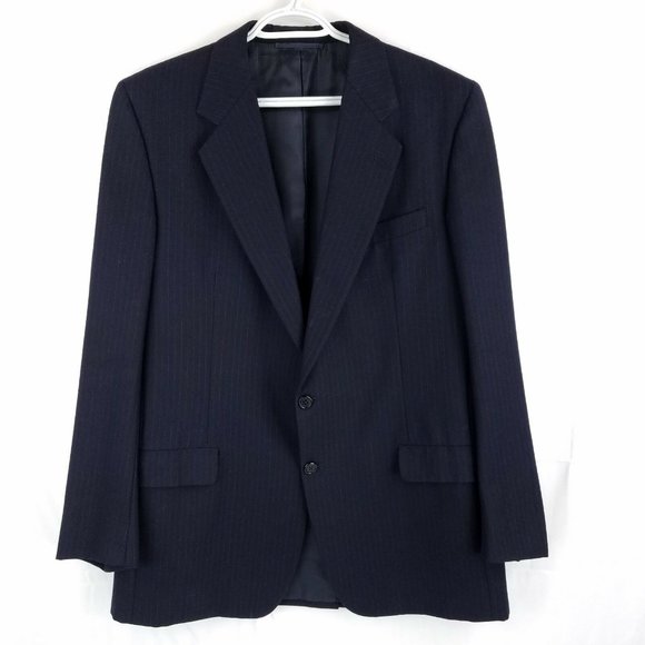Hickey Freeman Dark Blue Pinstripe 2 Button Blazer Jacket Mens 44L